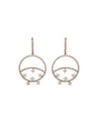18k Rose Gold Open Diamond Hoop Earrings