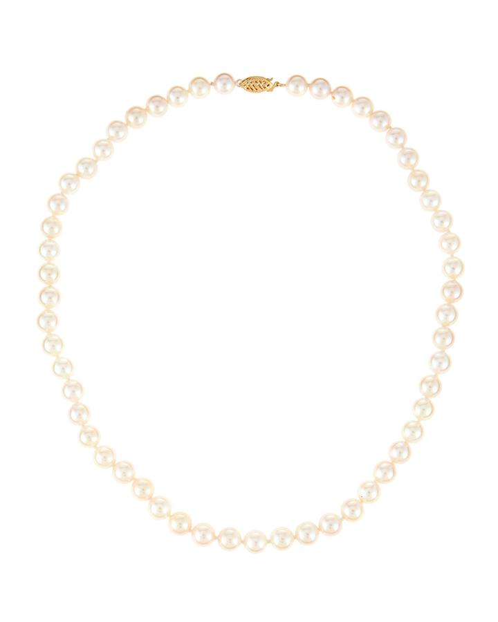 14k Beaded Akoya Pearl Necklace,
