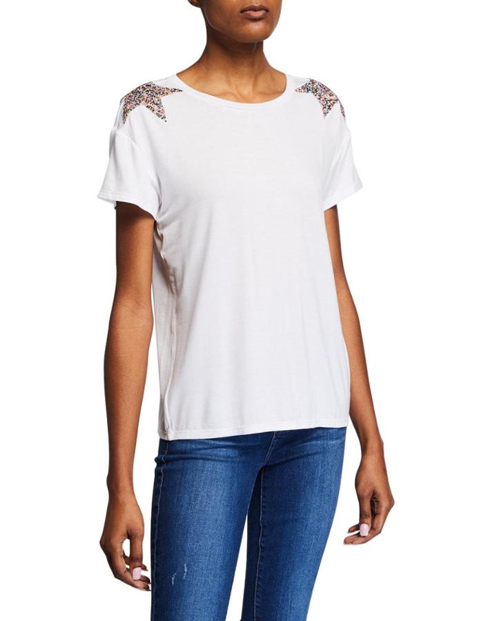 Beaded Star Patch Cotton Tee