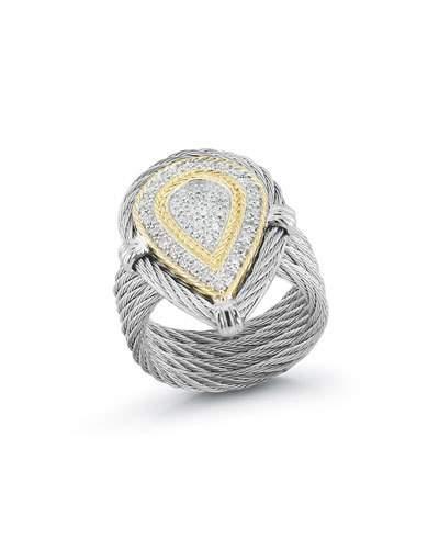 18k Stacked Teardrop Diamond Ring,