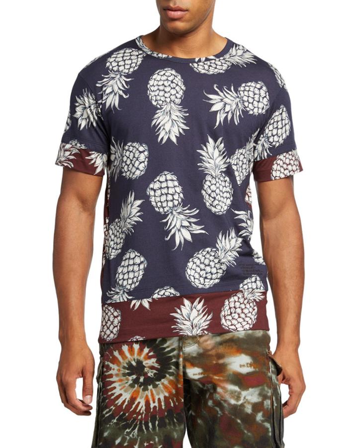 Men's Contrast Pineapple-print T-shirt