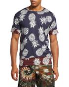Men's Contrast Pineapple-print T-shirt