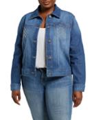 Plus Size Stud Denim Jacket