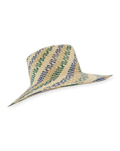 Florence Striped Straw Fedora Hat,
