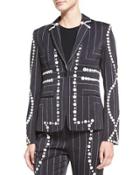 Square Pinstripe Button-trimmed Blazer