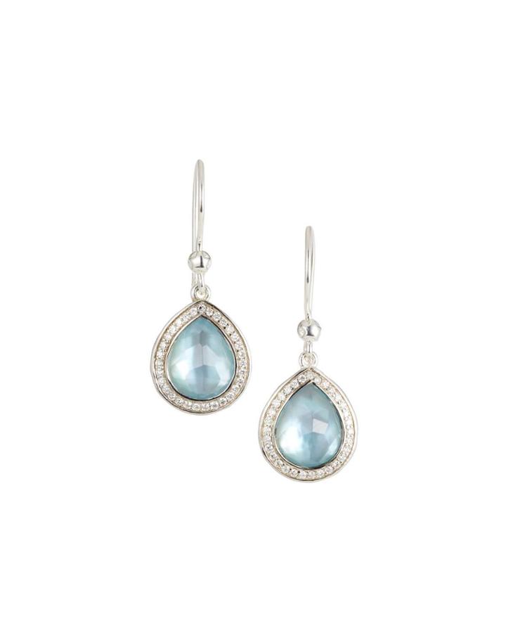 Lollipop Mini Teardrop Diamond Earrings In Swiss Blue Topaz