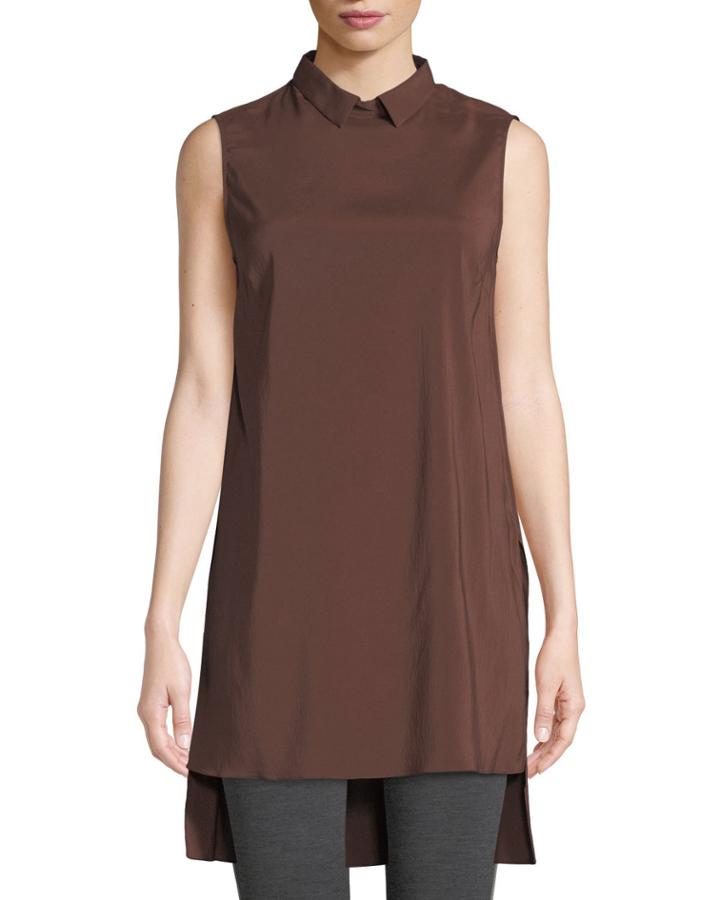 Stretch Silk High-low Sleeveless