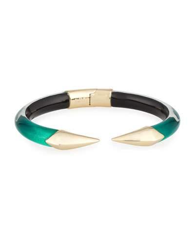 Mirrored Pyramid Brake Hinge Bracelet, Jungle Green