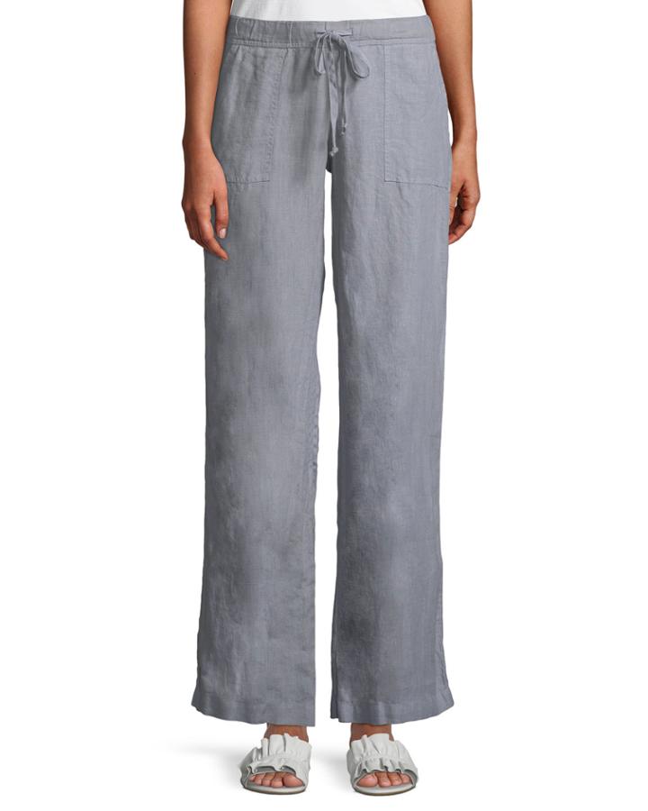 Wide-leg Linen Cargo Pants