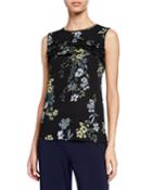 Floral Ruffle Short-sleeve Blouse