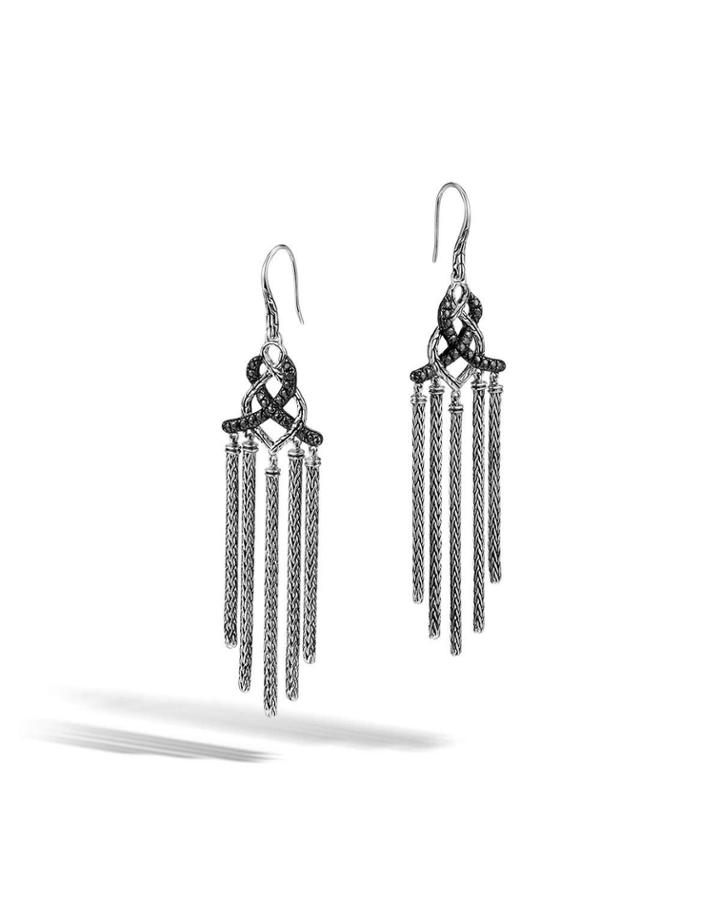 Classic Chain Black Sapphire Dangle Earrings
