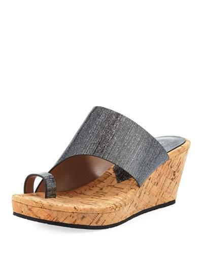 Giles Glitter Patent Cork-wedge Platform