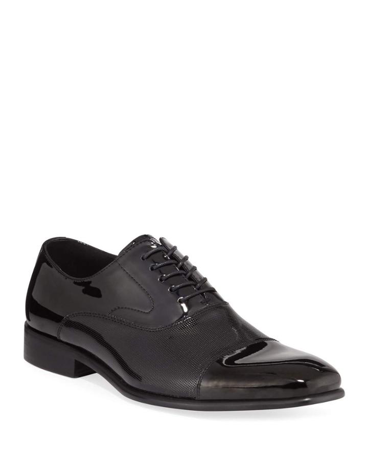 Men's Paxon Perforated Patent Cap-toe Dress