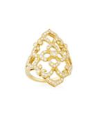 18k Yellow Gold Diamond Lace Ring,