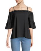 Cold-shoulder Blouse W/ Pearl Trim