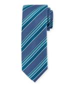 Striped Silk Tie, Classic Blue