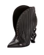Ines Pleated Studded Chain-heel Booties