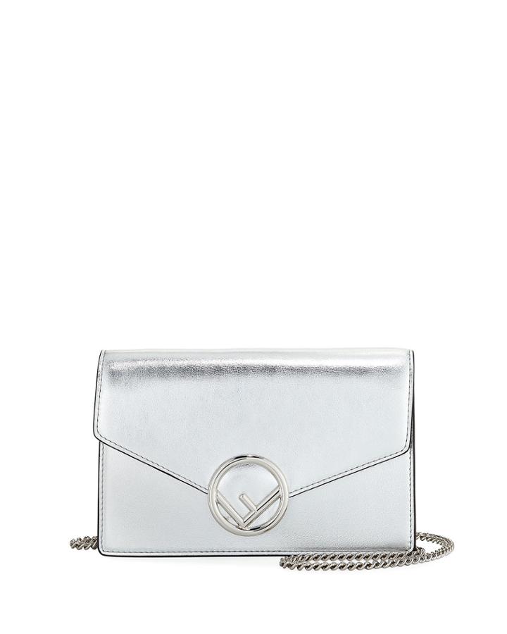 F Logo Mirror Calf Wallet On A Chain,
