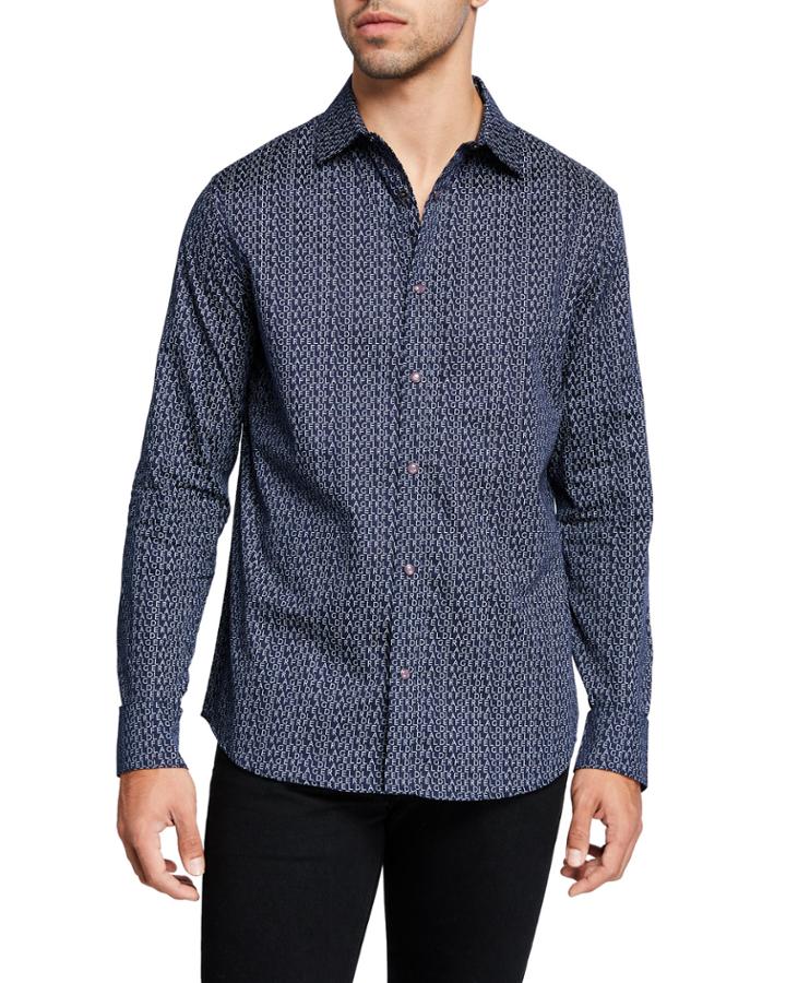 Men's Allover Logo Print Long-sleeve