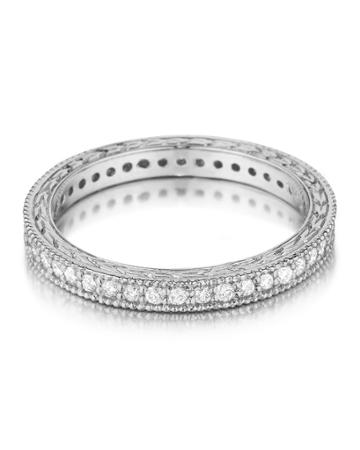 Penny Preville Platinum Engraved Diamond Eternity Band Ring, Women's