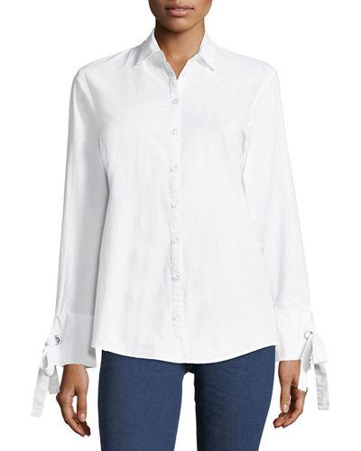 Tie-sleeve Button-front Tunic