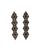 Black Silver Geometric 4-drop Earrings With Champagne Diamonds
