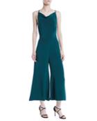 Halter-neck Sleeveless Drape-back Wide-leg