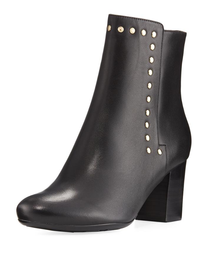 Jaimi Leather Studded Ankle Booties