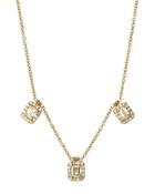 18k Triple Emerald-cut Diamond Pendant Necklace,