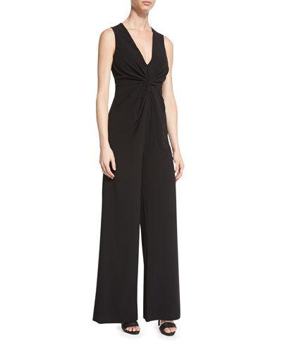Sleeveless V-neck Jumpsuit, Black
