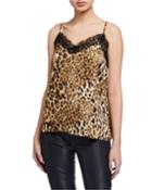 Leopard Print Lace-trim Cami Top