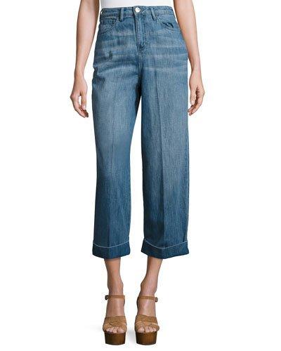 High-waist Wide-leg Cropped Jeans,