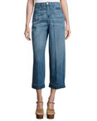 High-waist Wide-leg Cropped Jeans,