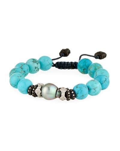 New World Adjustable Magnesite & Pearl Bracelet