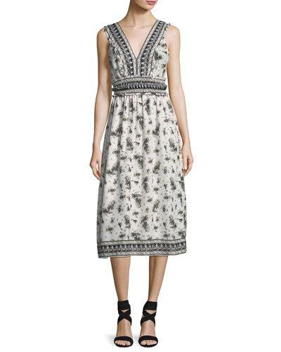 Printed Voile A-line Dress