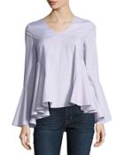 Long-sleeve Striped Poplin Top