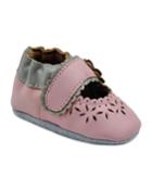 Floral Perforated Leather Soft Sole Baby