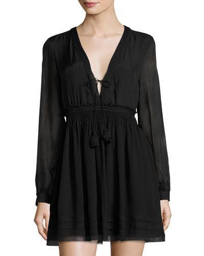 Tissa Smocked-waist Dress, Black