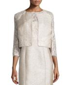 3/4-sleeve Lace Tweed Cropped Jacket