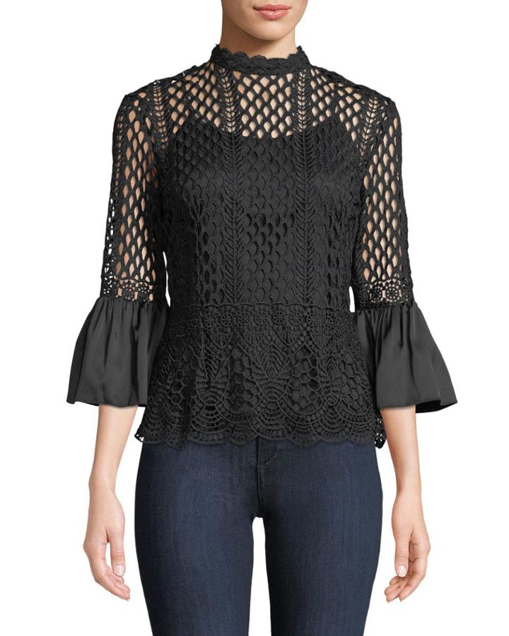 Bell-sleeve Peplum Blouse