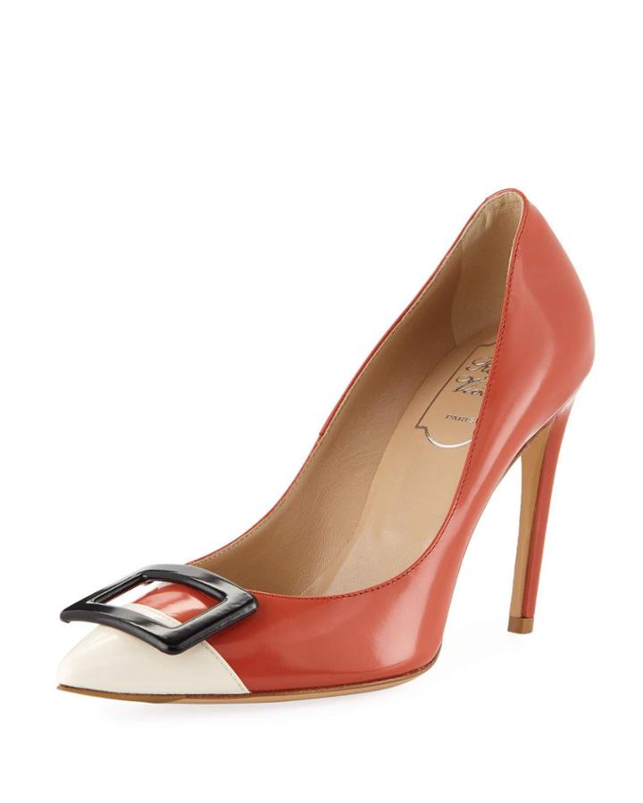 Colorblock Pointed Pilgrim Pumps