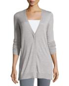 Todd And Duncan Cashmere Gossamer Long Cardigan, Heather Gray, Women's,