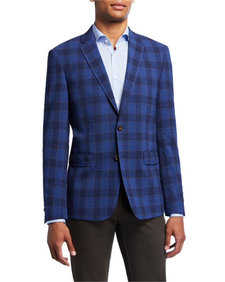 Plaid Crinkle Weave