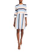 Striped Ruched Bell-sleeve