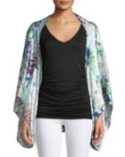 Hammered Silk Bell-sleeve Kimono