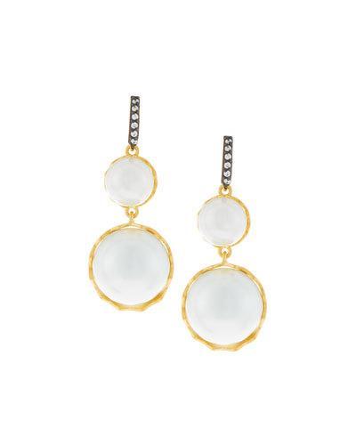 Simple Pearly Crystal Double-drop Earrings