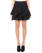 Ruffle-trim A-line Miniskirt, Black