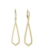 18k Yellow Gold Diamond Long Open Teardrop Earrings