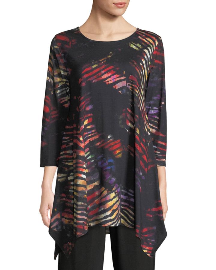 Harvest-print Knit Swing Tunic Top