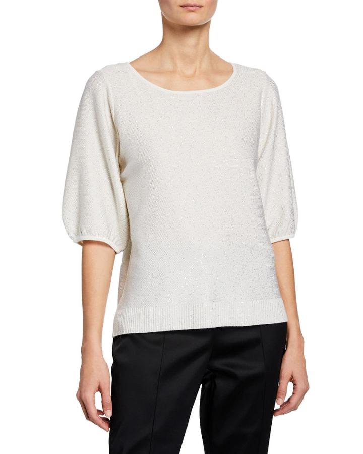 Sequin Balloon-sleeve Knit